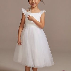 Crochet Cap Sleeve Ruffle Flower Girl Dress